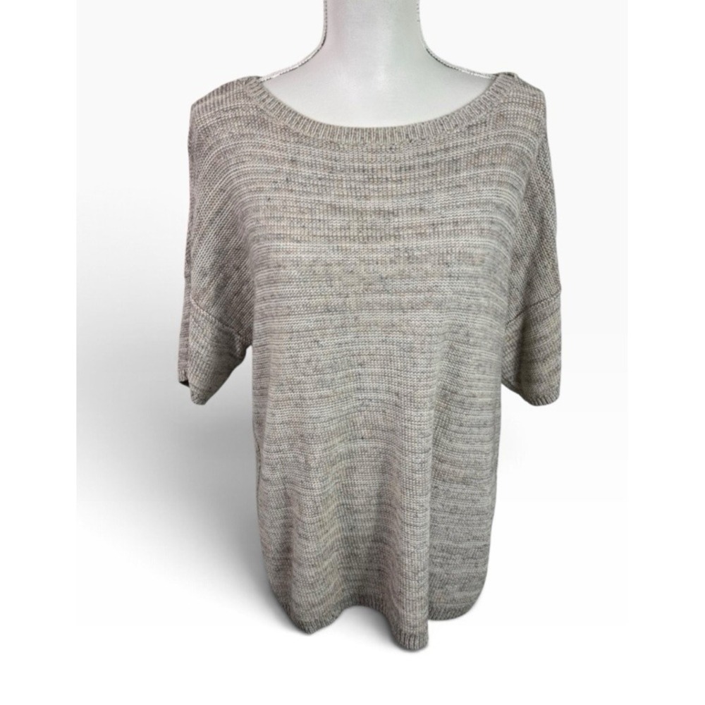 J. Jill Pure Jill Women's Oversized M Touch of Linen Boatneck SS Sweater Beige